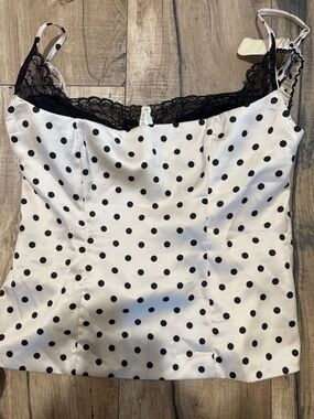 Renaissance Corset Lace Top White Polka Dot princess polly